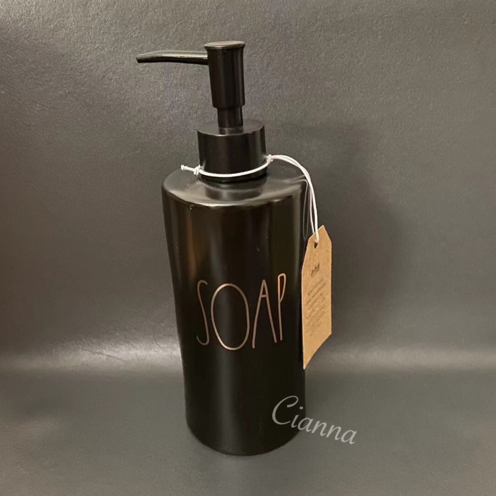 Rae Dunn Black Soap Dispenser (Gold Lettering)